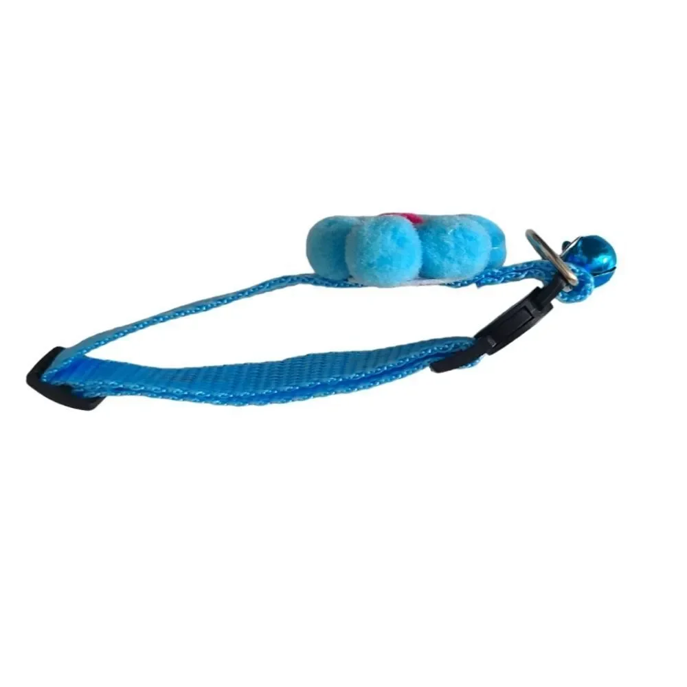 Breakaway Collar with Puff Flower In Blue And Pink and Bell One Size NEW